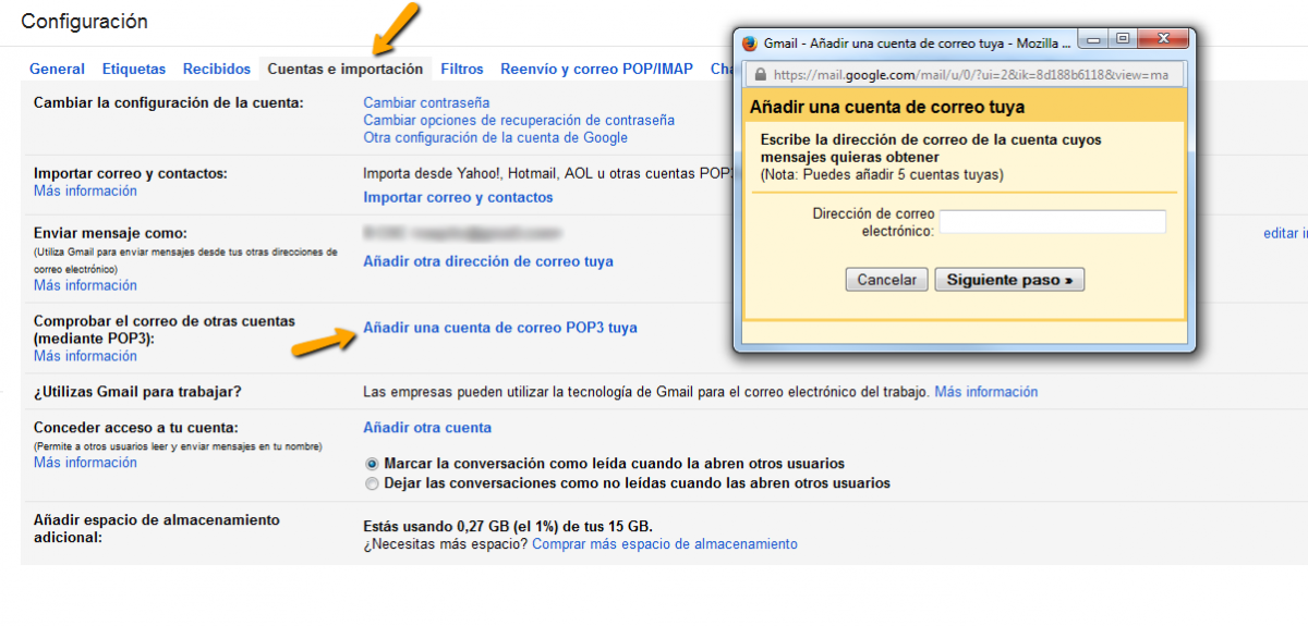 Añadir cuenta gmail Gmailify